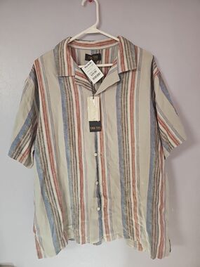 Truth Cream Multi-Stripe Short Sleeve Button-Down Shirt